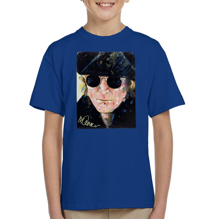 Sidney Maurer Original Portrait Of John Lennon Hat And Sunglasses Kid's T-Shirt