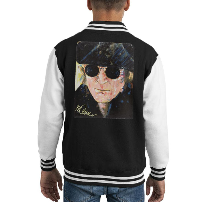 Sidney Maurer Original Portrait Of John Lennon Hat And Sunglasses Kid's Varsity Jacket
