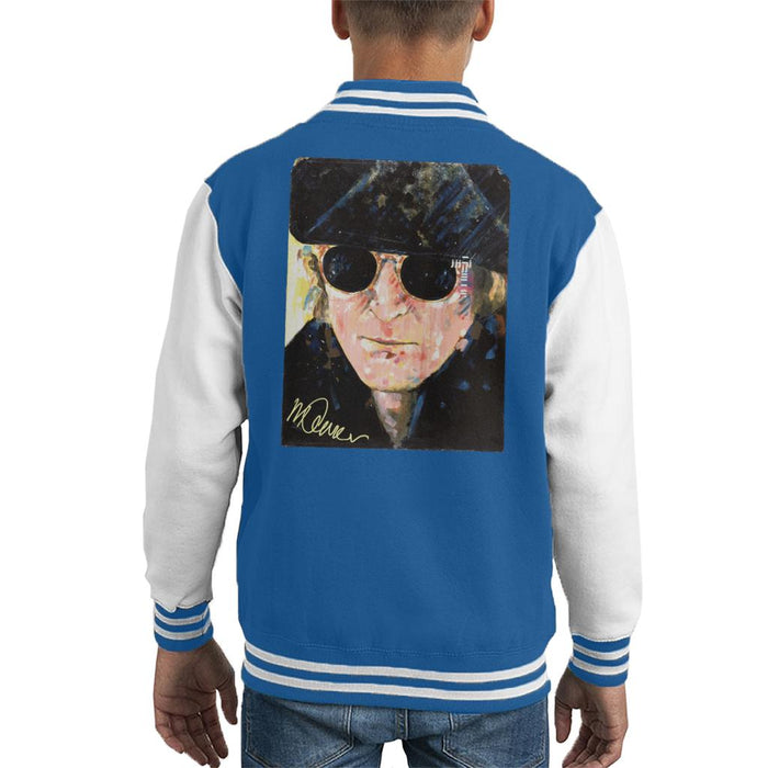 Sidney Maurer Original Portrait Of John Lennon Hat And Sunglasses Kid's Varsity Jacket