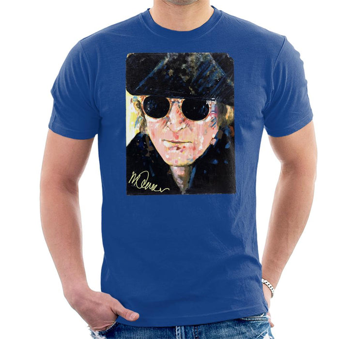 Sidney Maurer Original Portrait Of John Lennon Hat And Sunglasses Men's T-Shirt