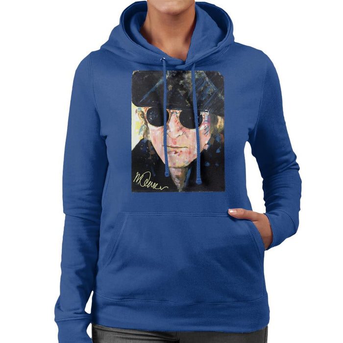 Sidney Maurer Original Portrait Of John Lennon Hat And Sunglasses Women's Hooded Sweatshirt