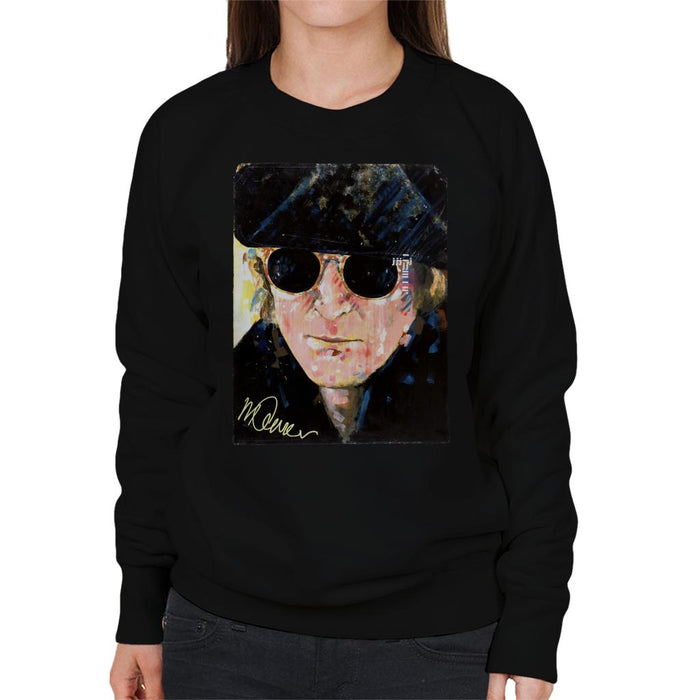 Sidney Maurer Original Portrait Of John Lennon Hat And Sunglasses Women's Sweatshirt