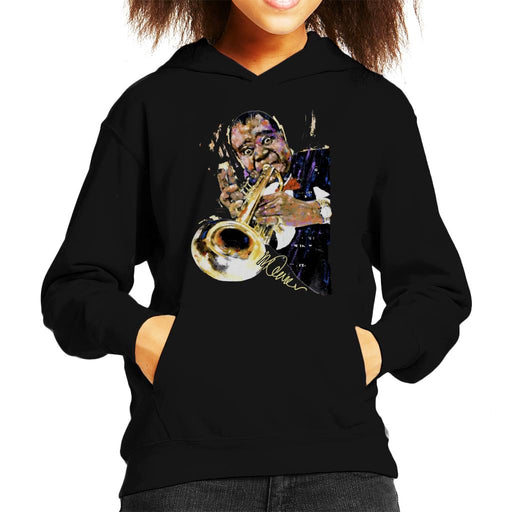 Sidney Maurer Original Portrait Of Louis Armstrong With Trumpet Kid's Hooded Sweatshirt