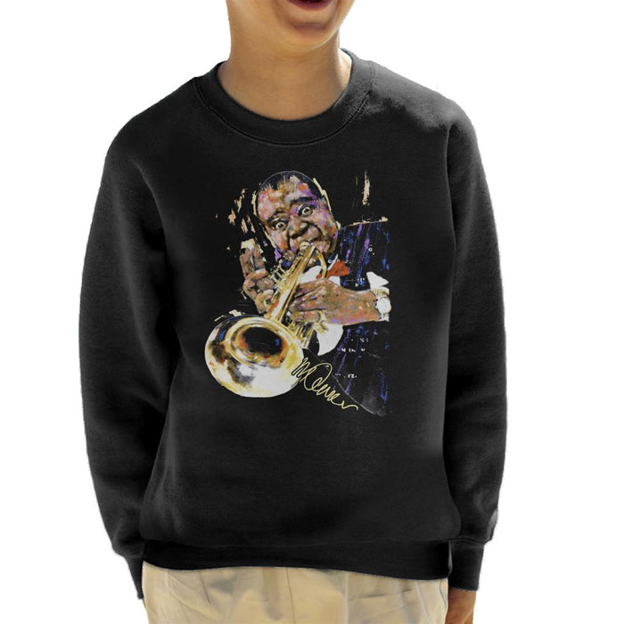 Sidney Maurer Original Portrait Of Louis Armstrong With Trumpet Kid's Sweatshirt