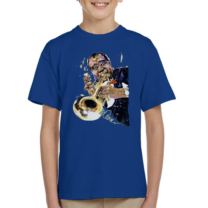 Sidney Maurer Original Portrait Of Louis Armstrong With Trumpet Kid's T-Shirt