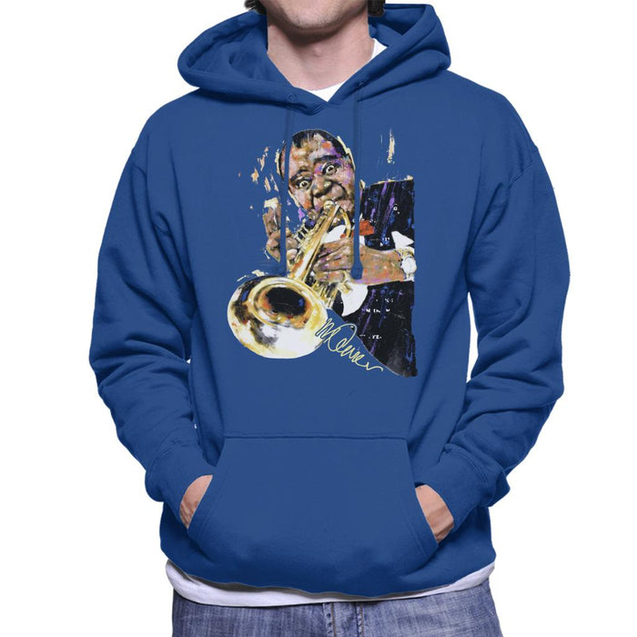 Sidney Maurer Original Portrait Of Louis Armstrong With Trumpet Men's Hooded Sweatshirt
