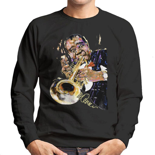 Sidney Maurer Original Portrait Of Louis Armstrong With Trumpet Men's Sweatshirt