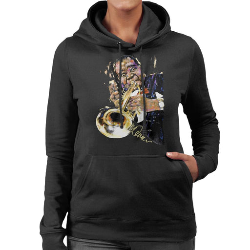 Sidney Maurer Original Portrait Of Louis Armstrong With Trumpet Women's Hooded Sweatshirt