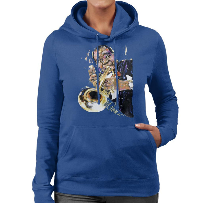 Sidney Maurer Original Portrait Of Louis Armstrong With Trumpet Women's Hooded Sweatshirt