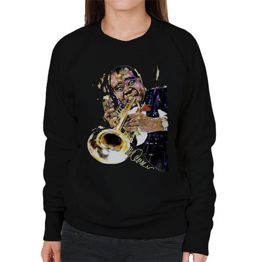 Sidney Maurer Original Portrait Of Louis Armstrong With Trumpet Women's Sweatshirt