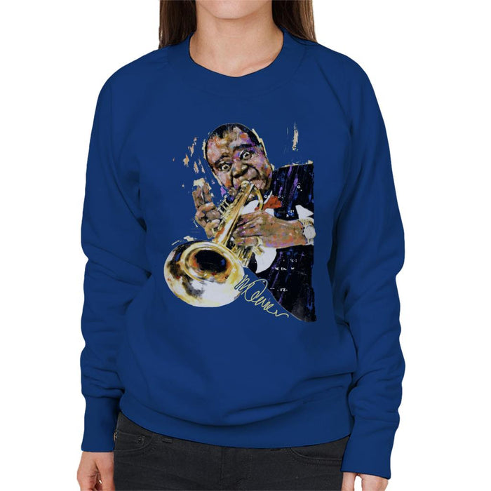 Sidney Maurer Original Portrait Of Louis Armstrong With Trumpet Women's Sweatshirt