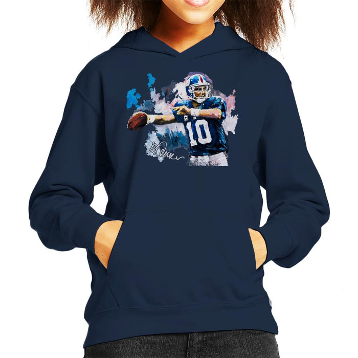 Sidney Maurer Original Portrait Of Eli Manning Giants Kid's Hooded Sweatshirt