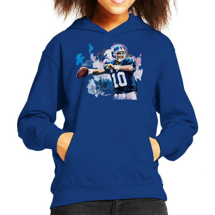 Sidney Maurer Original Portrait Of Eli Manning Giants Kid's Hooded Sweatshirt