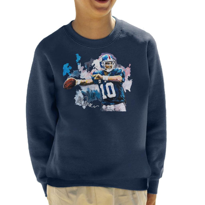 Sidney Maurer Original Portrait Of Eli Manning Giants Kid's Sweatshirt