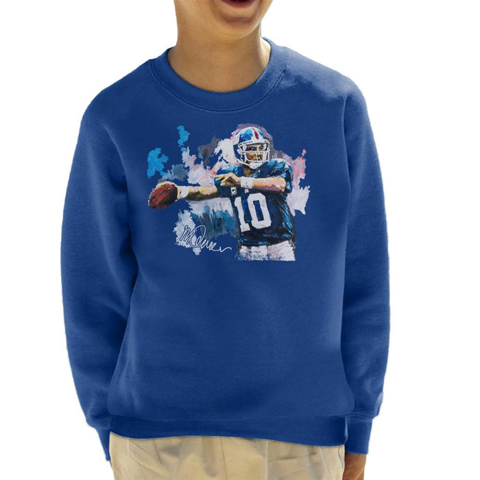 Sidney Maurer Original Portrait Of Eli Manning Giants Kid's Sweatshirt