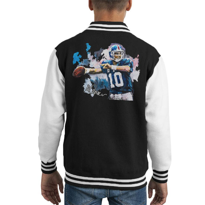Sidney Maurer Original Portrait Of Eli Manning Giants Kid's Varsity Jacket