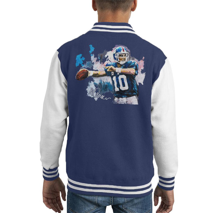 Sidney Maurer Original Portrait Of Eli Manning Giants Kid's Varsity Jacket