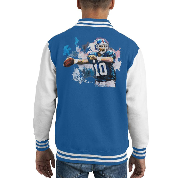 Sidney Maurer Original Portrait Of Eli Manning Giants Kid's Varsity Jacket