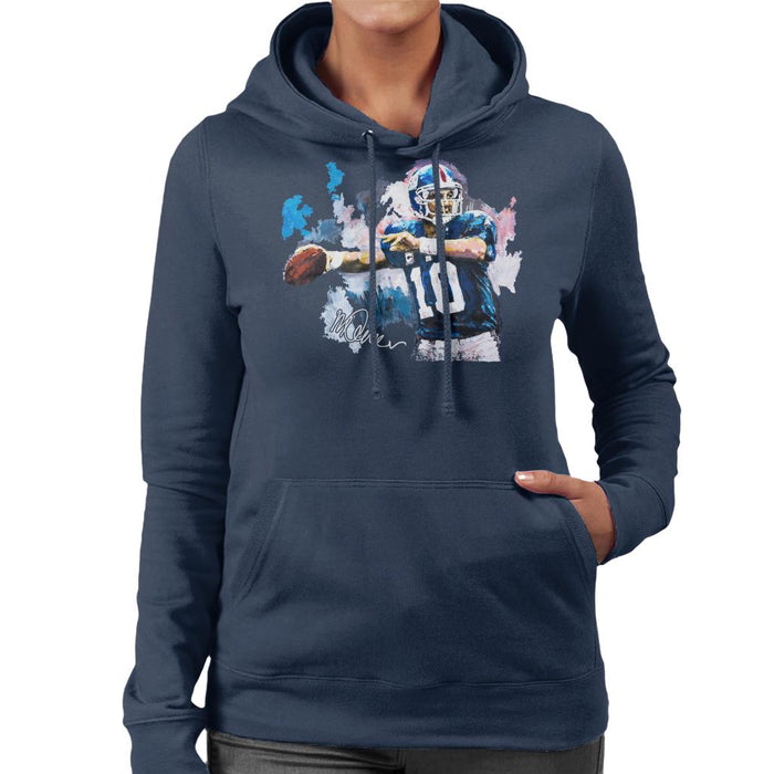 Sidney Maurer Original Portrait Of Eli Manning Giants Women's Hooded Sweatshirt