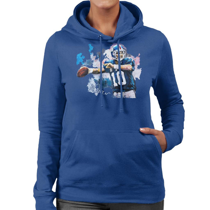 Sidney Maurer Original Portrait Of Eli Manning Giants Women's Hooded Sweatshirt