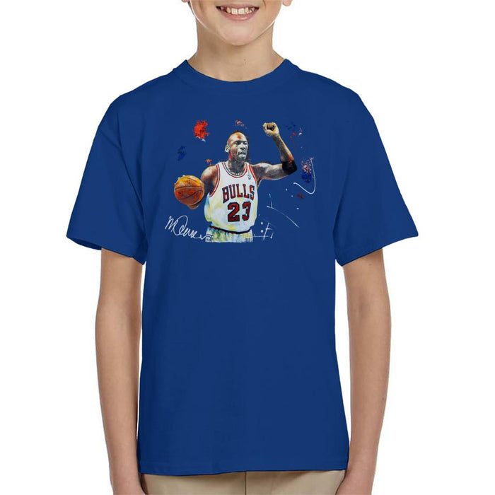 Sidney Maurer Original Portrait Of Michael Jordan Chicago Bulls Basketball Kid's T-Shirt