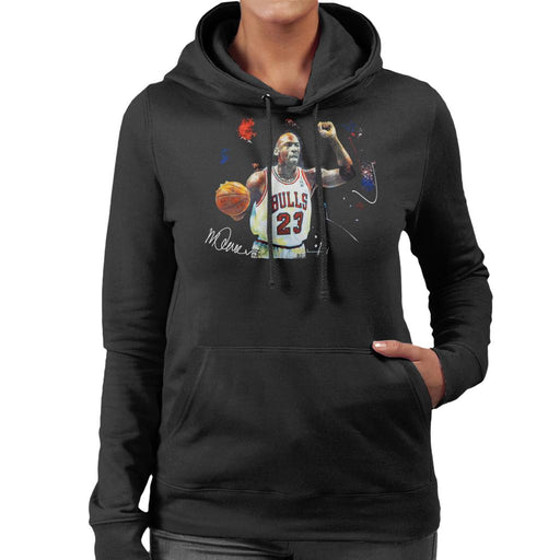 Sidney Maurer Original Portrait Of Michael Jordan Chicago Bulls Basketball Women's Hooded Sweatshirt