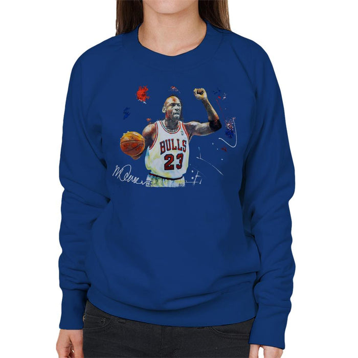 Sidney Maurer Original Portrait Of Michael Jordan Chicago Bulls Basketball Women's Sweatshirt