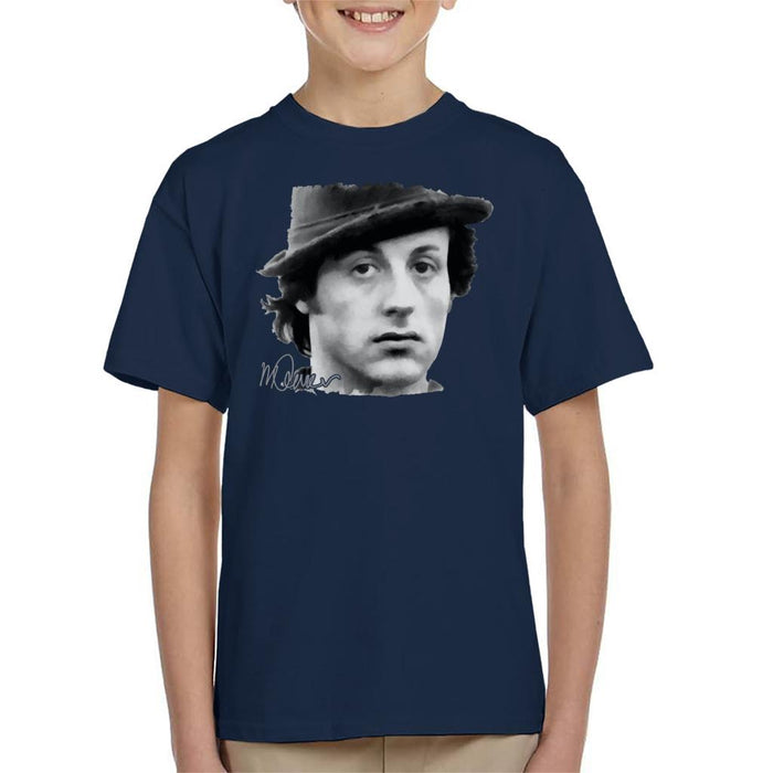 Sidney Maurer Original Portrait Of Sylvester Stallone Hat Kid's T-Shirt